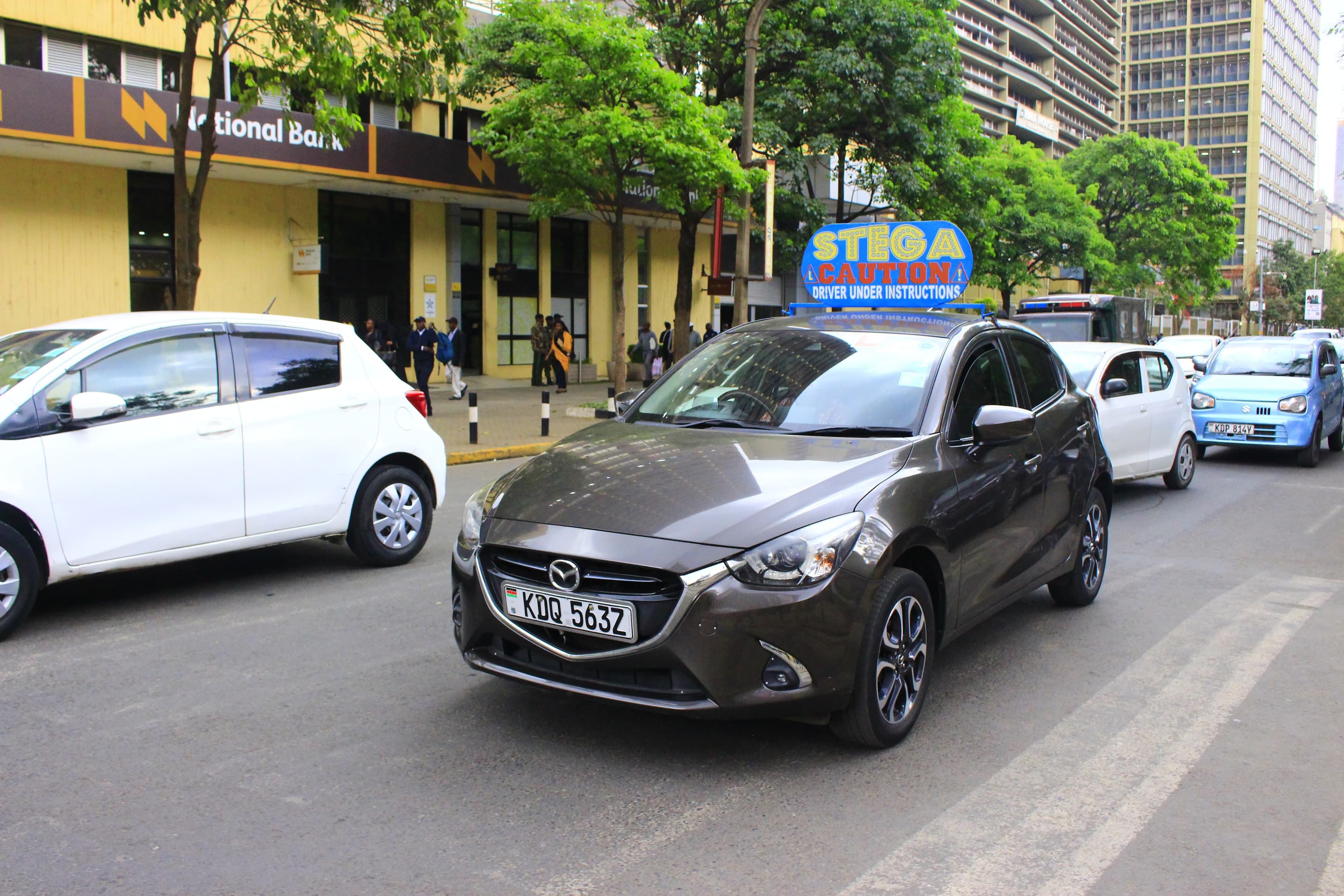 Student driver learning to drive in Nairobi